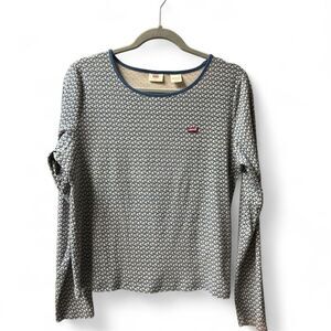 Levi's Women's Honey Long Sleeve Shirt - Size XL - Grey/Blue/Cream Floral